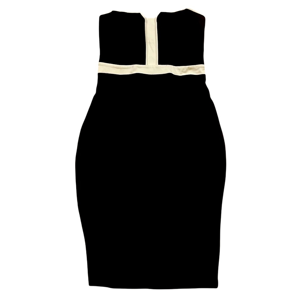 Express Black/White New Strapless Contrast Piped Sheath Cocktail Dress
